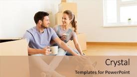  Presentation with real estate - Beautiful slide deck featuring mortgage people and real estate backdrop and a coral colored foreground