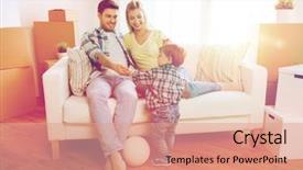  Presentation with mortgage - Slide set featuring mortgage people housing moving background and a coral colored foreground