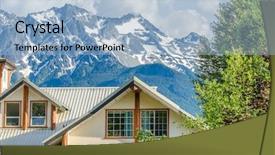  Presentation with luxury house - Audience pleasing PPT theme consisting of mortgage rates - luxury house over fantastic mountain backdrop and a light blue colored foreground