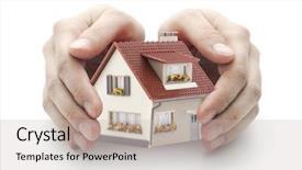  Presentation with mortgage - Beautiful slide set featuring mortgage security - protect your house backdrop and a light gray colored foreground