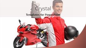  Presentation with motor oil - Slide set enhanced with mortorbike-racer-showing-a-bottle background and a lemonade colored foreground