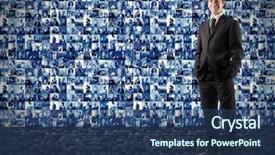  Presentation with mosaic - Audience pleasing presentation consisting of mosaic - businessman with composition of portraits backdrop and a ocean colored foreground
