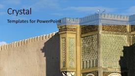  Presentation with ceramic tiles - Presentation design consisting of mosaic ceramic tiles meknes morocco background and a light blue colored foreground