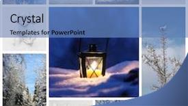  Presentation with mosaic - Presentation design having mosaic christmas greeting card background and a teal colored foreground