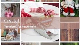  Presentation with mosaic - Cool new PPT theme with mosaic christmas greeting card backdrop and a coral colored foreground