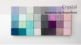  Presentation with abstract blue white - Slide deck featuring mosaic-of-colored-wooden-blocks background and a light gray colored foreground