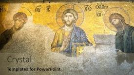  Presentation with hagia sophia - Theme having mosaic-of-jesus-christ-found background and a coral colored foreground