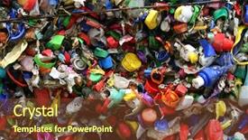  Presentation with plastic bottle - Colorful slide set enhanced with mosaic of plastic bottle tops backdrop and a tawny brown colored foreground