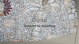  Presentation with palm tree - Cool new presentation theme with mosaic wall made of stone showing a sun a palm tree and a dolphin backdrop and a light gray colored foreground