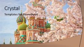  Presentation with tree spring flowers apple flowers - Presentation enhanced with moscow and st basil cathedral background and a soft green colored foreground