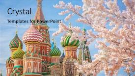  Presentation with spring tree - Beautiful presentation featuring moscow and st basil cathedral backdrop and a light blue colored foreground