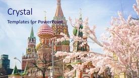  Presentation with spring tree - Slides having moscow and st basil cathedral background and a sky blue colored foreground