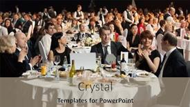  Presentation with award ceremony - Slide deck with moscow-apr-12-people-sitting background and a coral colored foreground