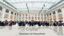  Presentation with rewarding - PPT theme having moscow-apr-12-people-walk background and a light gray colored foreground