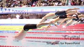  Presentation with water sports - Presentation theme with moscow-apr-20-group-swimmers background and a  colored foreground