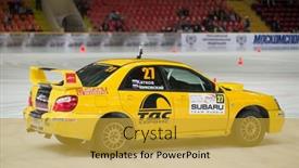  Presentation with rally racing - Theme having moscow-apr-21-katkov background and a gold colored foreground