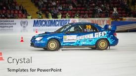  Presentation with rally racing - Beautiful theme featuring moscow-apr-21-uher backdrop and a white colored foreground