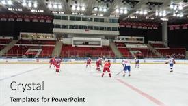  Presentation with school sports - Presentation theme consisting of moscow-apr-28-hockey-players background and a white colored foreground