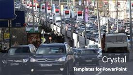  Presentation with traffic jam - Theme with moscow-apr-29-cars-stands background and a dark gray colored foreground