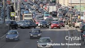  Presentation with traffic jam - Slide set enhanced with moscow-apr-29-cars-stands background and a gray colored foreground