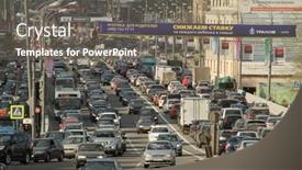  Presentation with traffic jam - Slide set consisting of award - female mannequin with the medal background and a light gray colored foreground