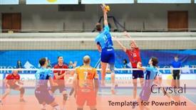 Presentation with sports volleyball - Amazing theme having moscow-apr-8-2017-jumping backdrop and a coral colored foreground
