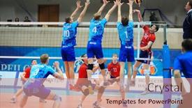  Presentation with sports volleyball - Cool new PPT theme with moscow-apr-8-2017-players backdrop and a coral colored foreground