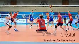  Presentation with volleyball net - Audience pleasing theme consisting of moscow-apr-8-2017-players backdrop and a coral colored foreground