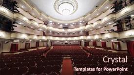  Presentation with theater stage - Amazing presentation design having theater play theme creative abstract backdrop and a tawny brown colored foreground