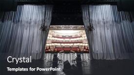  Presentation with theater stage - PPT theme featuring moscow-april-23-view background and a dark gray colored foreground