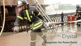  Presentation with firefighters - Presentation with moscow-april-30-firefighters-extinguish background and a coral colored foreground