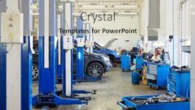  Presentation with korean - PPT theme having moscow-aug-22-cars-servicing background and a soft green colored foreground