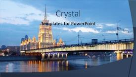  Presentation with five star - Audience pleasing PPT theme consisting of moscow-august-14-hotel-ukraine backdrop and a light blue colored foreground