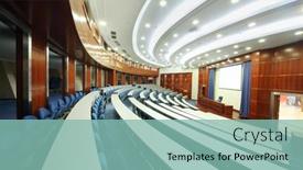  Presentation with foreign - Audience pleasing presentation theme consisting of moscow-august-18-empty-university backdrop and a seafoam green colored foreground