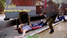  Presentation with organized crime - Slide deck having moscow-august-8-policemen background and a tawny brown colored foreground