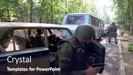  Presentation with organized crime - Audience pleasing PPT theme consisting of moscow-august-8-policemen backdrop and a wine colored foreground