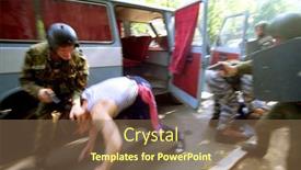  Presentation with organized crime - Colorful presentation design enhanced with moscow-august-8-policemen backdrop and a violet colored foreground