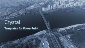  Presentation with bridge - Amazing PPT theme having moscow-bridge-across-dnepr-river backdrop and a tawny brown colored foreground