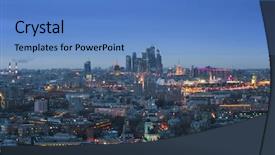  Presentation with stalin - Audience pleasing PPT layouts consisting of moscow city business complex stalin backdrop and a teal colored foreground