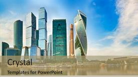  Presentation with international business - Presentation design having moscow city skyline moscow international background and a coral colored foreground