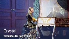  Presentation with treasure - Cool new slide deck with amazing rural scene on autumn valley wooden fence and haystack on a foreground carpathians ukraine europe toned like instagram filter backdrop and a light gray colored foreground