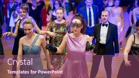  Presentation with masquerade ball - Presentation with moscow-dec-23-people-dance background and a violet colored foreground