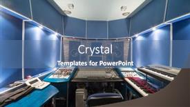  Presentation with recording studio - PPT theme having woman eating in the diner background and a soft green colored foreground