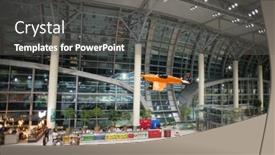  Presentation with airplane night - PPT theme consisting of moscow-domodedovo-russia-july-8 background and a gray colored foreground