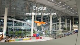  Presentation with airplane night - Presentation theme having moscow-domodedovo-russia-july-8 background and a gray colored foreground