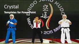  Presentation with fighters - PPT theme having moscow-feb-19-competitors-prepare background and a tawny brown colored foreground