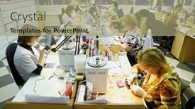  Presentation with manufacturing - Slides enhanced with moscow-february-16-working-women background and a mint green colored foreground