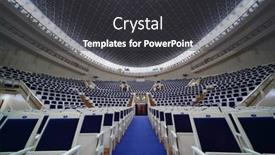  Presentation with concert stage empty stage - Colorful presentation design enhanced with moscow-february-26-empty-chairs backdrop and a dark gray colored foreground