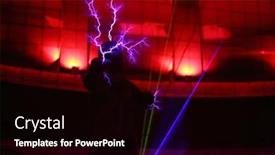  Presentation with lightning - Presentation theme having landscape with wind turbine and cloudy sky background and a tawny brown colored foreground