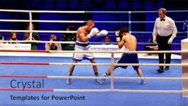  Presentation with boxing fight - Presentation theme enhanced with moscow-jan-13-fight-between background and a light blue colored foreground